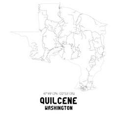 Quilcene Washington. US street map with black and white lines.