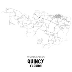 Quincy Florida. US street map with black and white lines.