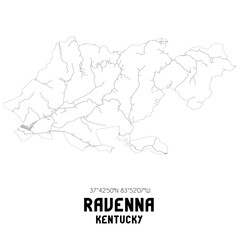 Ravenna Kentucky. US street map with black and white lines.