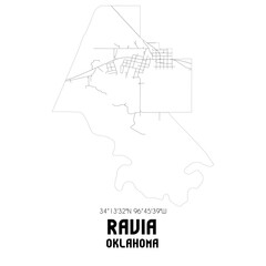 Fototapeta premium Ravia Oklahoma. US street map with black and white lines.
