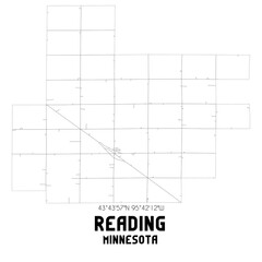 Reading Minnesota. US street map with black and white lines.