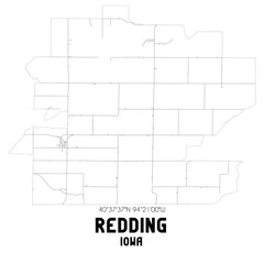 Redding Iowa. US street map with black and white lines.