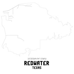 Redwater Texas. US street map with black and white lines.
