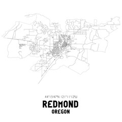 Fototapeta na wymiar Redmond Oregon. US street map with black and white lines.