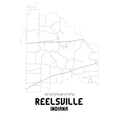 Reelsville Indiana. US street map with black and white lines.