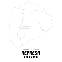 Represa California. US street map with black and white lines.