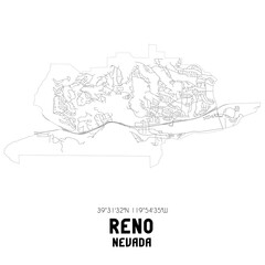 Fototapeta na wymiar Reno Nevada. US street map with black and white lines.
