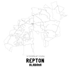Repton Alabama. US street map with black and white lines.