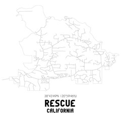 Rescue California. US street map with black and white lines.