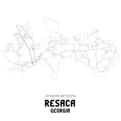 Obraz premium Resaca Georgia. US street map with black and white lines.