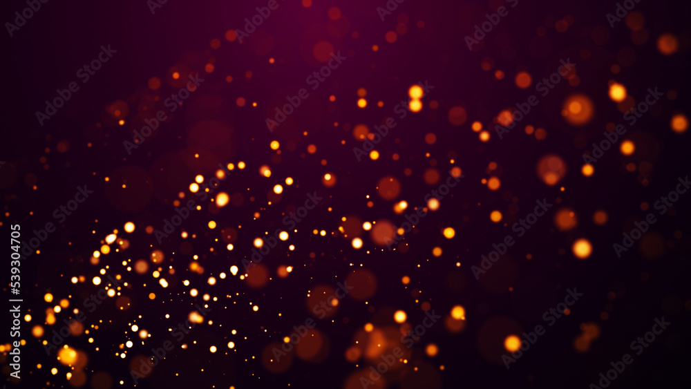 Wall mural golden red glow particles flicker and float in viscous liquid with amazing bokeh. fantastic backgrou