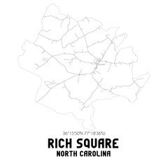 Rich Square North Carolina. US street map with black and white lines.