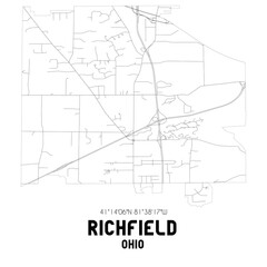 Richfield Ohio. US street map with black and white lines.