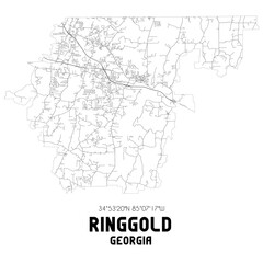Ringgold Georgia. US street map with black and white lines.