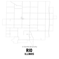 Rio Illinois. US street map with black and white lines.