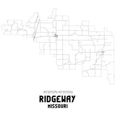 Ridgeway Missouri. US street map with black and white lines.