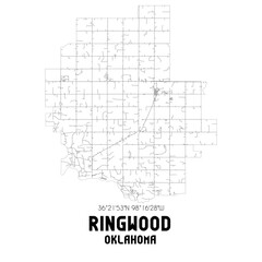 Ringwood Oklahoma. US street map with black and white lines.