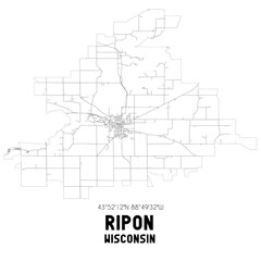 Obraz premium Ripon Wisconsin. US street map with black and white lines.