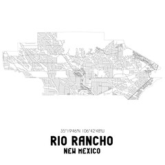 Fototapeta na wymiar Rio Rancho New Mexico. US street map with black and white lines.