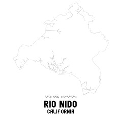 Rio Nido California. US street map with black and white lines.