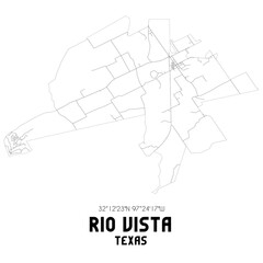 Rio Vista Texas. US street map with black and white lines.