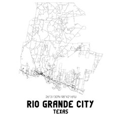 Fototapeta premium Rio Grande City Texas. US street map with black and white lines.