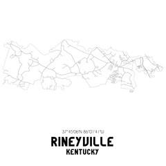 Rineyville Kentucky. US street map with black and white lines.