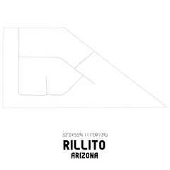 Rillito Arizona. US street map with black and white lines.