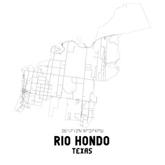 Rio Hondo Texas. US street map with black and white lines.