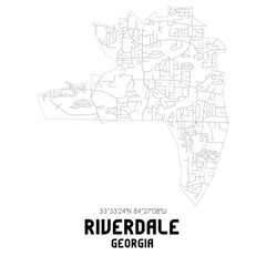 Riverdale Georgia. US street map with black and white lines.