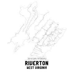Riverton West Virginia. US street map with black and white lines.