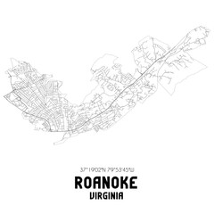 Fototapeta premium Roanoke Virginia. US street map with black and white lines.