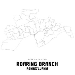 Roaring Branch Pennsylvania. US street map with black and white lines.