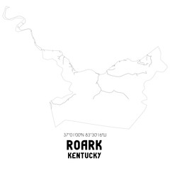Roark Kentucky. US street map with black and white lines.
