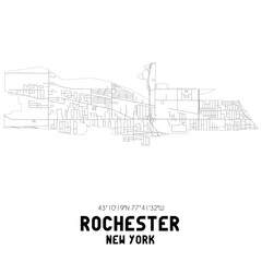 Rochester New York. US street map with black and white lines.