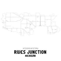 Rives Junction Michigan. US street map with black and white lines.