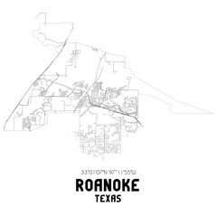 Fototapeta na wymiar Roanoke Texas. US street map with black and white lines.