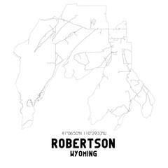 Robertson Wyoming. US street map with black and white lines.
