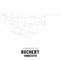 Rochert Minnesota. US street map with black and white lines.