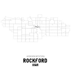 Rockford Iowa. US street map with black and white lines.