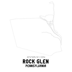 Rock Glen Pennsylvania. US street map with black and white lines.