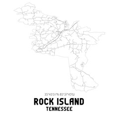 Fototapeta premium Rock Island Tennessee. US street map with black and white lines.