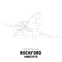 Rockford Minnesota. US street map with black and white lines.