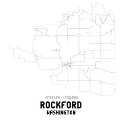Rockford Washington. US street map with black and white lines.