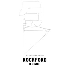 Rockford Illinois. US street map with black and white lines.