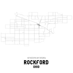 Rockford Ohio. US street map with black and white lines.