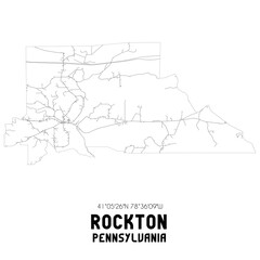 Rockton Pennsylvania. US street map with black and white lines.