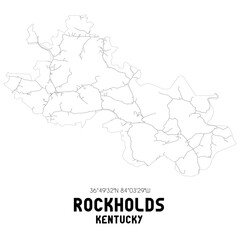 Rockholds Kentucky. US street map with black and white lines.