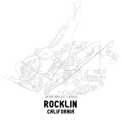 Rocklin California. US street map with black and white lines.