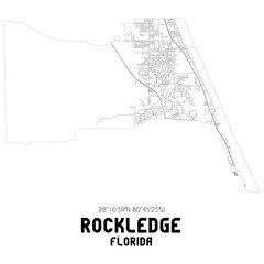 Rockledge Florida. US street map with black and white lines.
